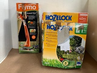 3 X ASSORTED GARDEN ITEMS TO INCLUDE HOZELOCK WALL MOUNTED 40M FAST REEL - RRP £113: LOCATION - WA8