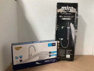 MIRA MINILITE MIXER SHOWER HEAD IN CHROME - MODEL ‎1.1869.001 TO INCLUDE GROHE START CURVE QUICKFIX EXTENDABLE KITCHEN MIXER TAP - MODEL 30562000: LOCATION - WA9