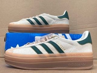 ADIDAS GAZELLE BOLD WOMENS TRAINERS IN BEIGE AND GREEN - UK SIZE: 6: LOCATION - A 16