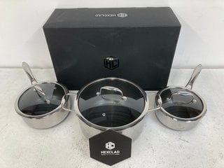 HEXCLAD HYBRID 6-PIECE STAINLESS STEEL COOKWARE SET - RRP £399: LOCATION - BOOTH