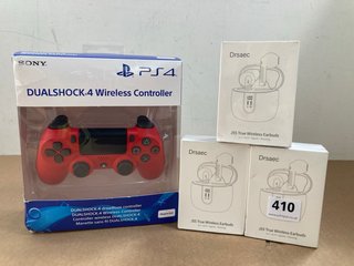 PS4 DUALSHOCK 4 WIRELESS CONTROLLER IN RED TO INCLUDE 3 X DRSAEC J55 TRUE WIRELESS EARBUDS: LOCATION - A 9