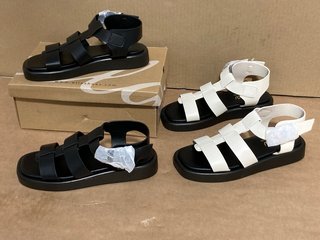 2 X ELLA SHOES TO INCLUDE 3 STRIPES SANDALS IN BLACK - UK SIZE: 5 AND MELINDA - UK SIZE: 5: LOCATION - A 6