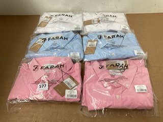 6 X FARAH MENS SHIRTS IN PINK/BLUE/WHITE- UK SIZE L: LOCATION - A2