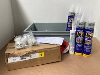 QTY OF ASSORTED HARDWARE ITEMS TO INCLUDE EVER BUILD EVERFLEX CONTRACT AC95 INTUMESCENT SEALANT & ADHESIVE: LOCATION - A1