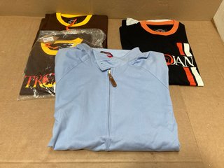 4 X MENS TROJAN CLOTHING ITEMS IN VARIOUS SIZES TO INCLUDE HARRINGTON JACKET IN LIGHT BLUE- UK SIZE XL: LOCATION - B1