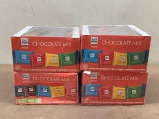 4 X BOXES OF RITTER SPORT MINI CHOCOLATE BARS - BBE 31.08.24: LOCATION - B16