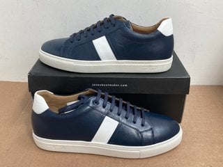 JONES BOOTMAKER SURREY LEATHER TRAINERS IN NAVY/WHITE - SIZE UK 11: LOCATION - WA1