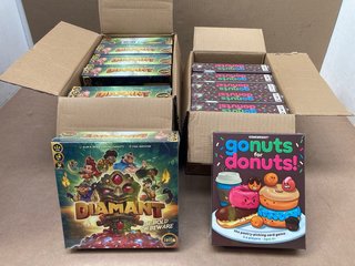 BOX OF 6 GAMEWRIGHT GO NUTS FOR DONUTS THE PASTRY-PICKING CARD GAME TO INCLUDE BOX OF 6 IELLO DIAMANT CARD GAME: LOCATION - C16