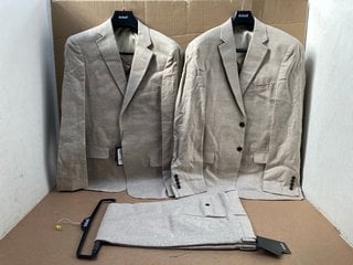 3 X ASSORTED DOBELL MENS CLOTHING ITEMS IN VARIOUS TO INCLUDE LINEN TROUSERS IN SAND - UK SIZE 34S: LOCATION - C15