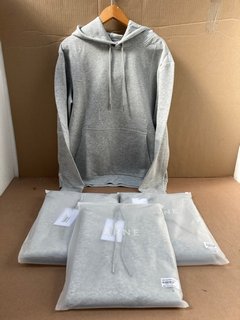 4 X ARNE INTERLOCK JERSEY HOODIES IN MARL GREY- UK SIZE M: LOCATION - C15