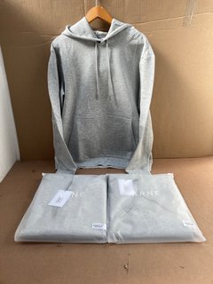 3 X ARNE INTERLOCK JERSEY HOODIES IN MARL GREY - UK SIZE M: LOCATION - C15