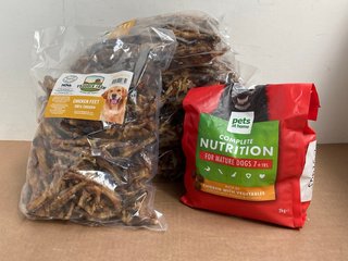 PETS AT HOME COMPLETE NUTRITION CHICKEN WITH VEGETABLES PET FOOD -BBE 16/06/25 TO INCLUDE 5 X PADDOCK FARM CHICKEN FEET NOVA DOG CHEWS BBE 03.06.25: LOCATION - WA1