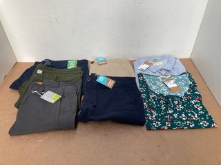 7 X ASSORTED LADIES CLOTHING ITEMS IN VARIOUS SIZES TO INCLUDE ANIMAL WESTBAY ORGANIC CHINO SHORTS IN NAVY- UK SIZE 36"W: LOCATION - C11