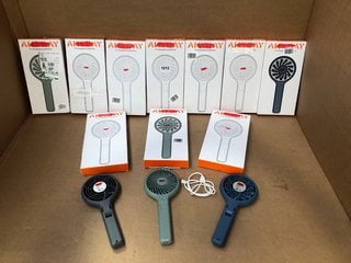 QTY OF JOHN LEWIS & PARTNERS HANDHELD FANS IN VARIOUS COLOURS: LOCATION - AR1