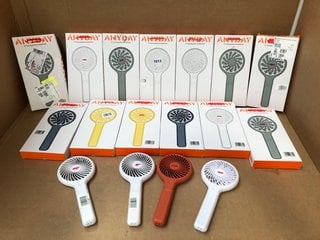 QTY OF JOHN LEWIS & PARTNERS HANDHELD FANS IN VARIOUS COLOURS: LOCATION - AR1