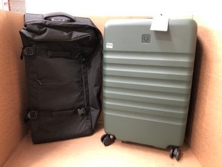 ICON STRIPE MEDIUM HARDSHELL SUITCASE IN GREEN TO INCLUDE MEDIUM SOFT SHELL SUITCASE IN BLACK: LOCATION - AR1