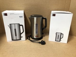 2 X JOHN LEWIS & PARTNERS 1.7L BRUSHED STAINLESS STEEL KETTLES: LOCATION - AR2