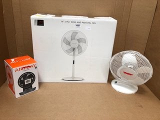 3 X JOHN LEWIS & PARTNERS HOUSEHOLD FANS TO INCLUDE 16" 2 IN 1 DESK & PEDESTAL FAN: LOCATION - AR2