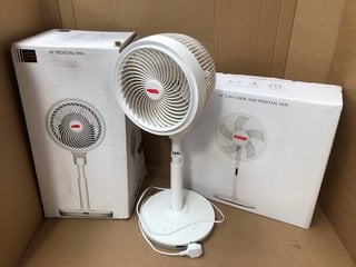 3 X JOHN LEWIS & PARTNERS HOUSEHOLD FANS TO INCLUDE 16" 2 IN 1 DESK & PEDESTAL FAN: LOCATION - AR3