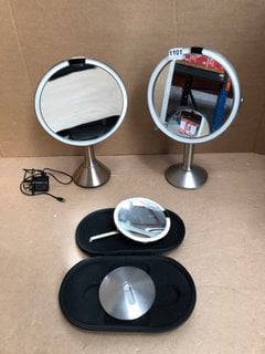 3 X SIMPLEHUMAN BEAUTY MIRRORS IN VARIOUS SIZES TO INCLUDE LARGE SENSOR MIRROR: LOCATION - AR6