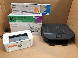 3 X ASSORTED PRINTING ITEMS TO INCLUDE HP INSTANT INK READY ALL IN ONE PRINTER IN WHITE: LOCATION - AR12