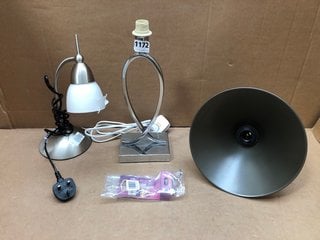 3 X ASSORTED HOUSEHOLD LIGHTING ITEMS TO INCLUDE JOHN LEWIS & PARTNERS CONTACT TASK LAMP: LOCATION - BR2