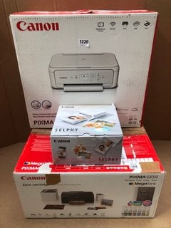 3 X ASSORTED CANON PRINTER ITEMS TO INCLUDE CANON PIXMA G650 MULTI-PURPOSE PRINTER: LOCATION - BR4