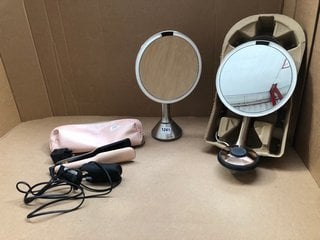 3 X ASSORTED BEAUTY ITEMS TO INCLUDE SIMPLEHUMAN LED MIRROR: LOCATION - BR5