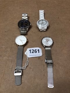 4 X ASSORTED MENS & WOMENS WATCHES TO INCLUDE HUGO BOSS HB.438.3.28.3721 ANALOGUE QUARTZ WATCH FOR WOMEN IN WHITE - RRP £280: LOCATION - BR7