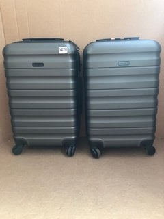 2 X JOHN LEWIS & PARTNERS SMALL HARDSHELL SUITCASES IN BLACK: LOCATION - BR7