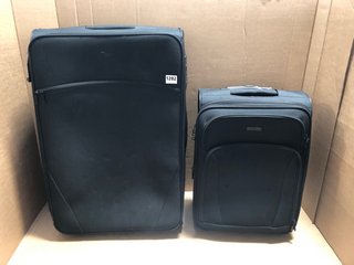 JOHN LEWIS & PARTNERS SMALL SOFT SHELL SUITCASE IN BLACK TO INCLUDE LARGE JOHN LEWIS & PARTNERS MEDIUM SOFT SHELL SUITCASE: LOCATION - BR8