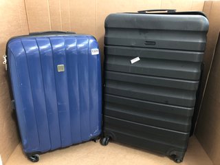 JOHN LEWIS & PARTNERS LARGE HARDSHELL SUITCASE IN BLACK TO INCLUDE JOHN LEWIS & PARTNERS MEDIUM HARDSHELL SUITCASE IN BLUE: LOCATION - BR10