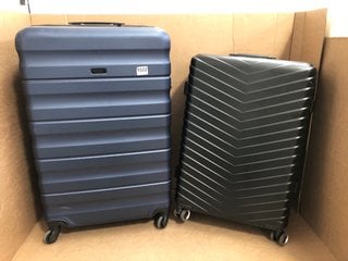 2 X JOHN LEWIS & PARTNERS LARGE HARDSHELL SUITCASES IN BLACK & BLUE: LOCATION - BR10