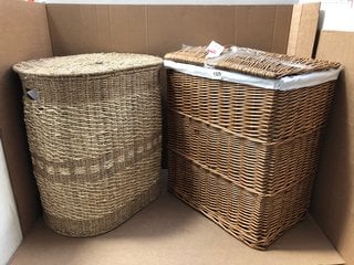 2 X JOHN LEWIS & PARTNERS LARGE WICKER LAUNDRY HAMPERS: LOCATION - BR11