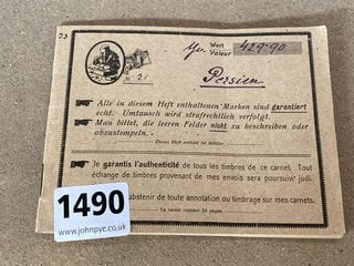 AN ANTIQUE GERMAN STAMP ALBUM AND CONTENTS: LOCATION - AR9