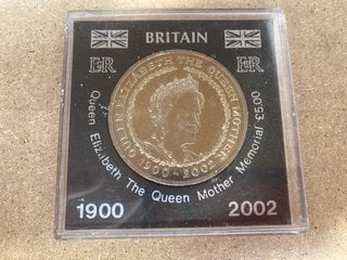 A 2002 QUEEN MOTHER COMMEMORATIVE FIVE POUND COIN: LOCATION - AR9