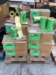 PALLET OF GREEN 100% CHECKED STICKERS: LOCATION - A8 (KERBSIDE PALLET DELIVERY)