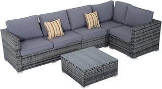 OUTSUNNY 860-017BN 3 PIECE RATTAN GARDEN STORAGE SOFA SET IN GREY - RRP £399: LOCATION - A1