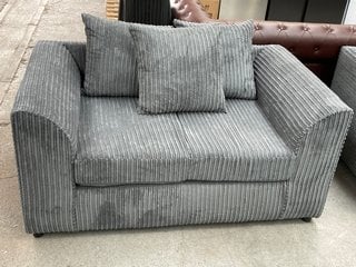 FABRIC 2 SEATER LOW BACK SCATTER CUSHION SOFA IN GREY: LOCATION - A1