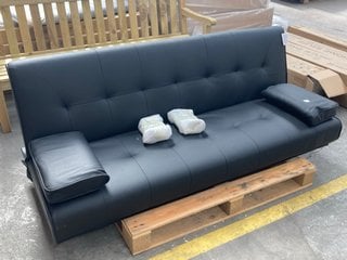 3 SEATER BLACK FAUX LEATHER CLICK CLACK SOFA BED: LOCATION - B5