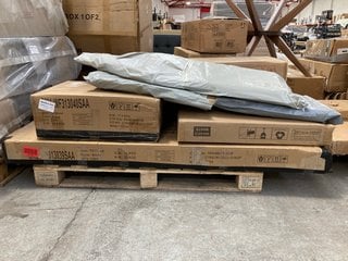 PALLET OF ASSORTED FLATPACK FURNITURE TO INCLUDE DOUBLE GREY FABRIC HEADBOARD: LOCATION - B5 (KERBSIDE PALLET DELIVERY)