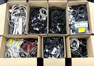 QTY OF VARIOUS CABLES (TO INCLUDE DISPLAY, HDMI, VGA, ETHERNET, KETTLE, CLOVER POWER, ADAPTERS, EXTENSIONS AND OTHER) [JPTM122498]