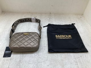 BARBOUR QUILTED SLOANE CROSSBODY BAG IN GUNMETAL RRP - £100: LOCATION - A10