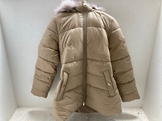 BARBOUR WOMENS FAUX FUR HOOD WATERPROOF COAT IN LIGHT BROWN SIZE: 10 RRP - £269: LOCATION - A10