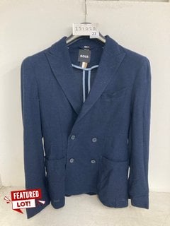 HUGO BOSS MENS 4 BUTTON FORMAL COVER JACKET IN NAVY SIZE: 48'' RRP - £489: LOCATION - WHITE BOOTH