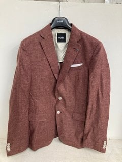 HUGO BOSS MENS HUTSON SLIM FIT FORMAL JACKET IN DARK RED SIZE: 52'' RRP - £429: LOCATION - WHITE BOOTH