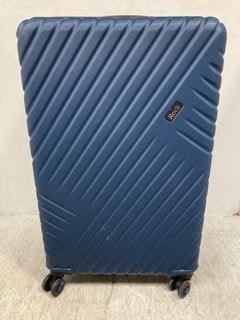 MEDIUM SIZED RIBBED HARDSHELL TRAVEL SUITCASE IN NAVY: LOCATION - B18