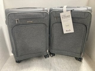 2 X ROCK SMALL HARDSHELL TRAVEL SUITCASES IN GREY: LOCATION - B15