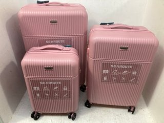 SEAROUTE HARDSHELL TRAVEL SUITCASE SET IN LIGHT PINK: LOCATION - B9