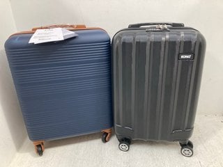 3 X ASSORTED ITEMS TO INCLUDE 2 X SMALL TRAVEL SUITCASES IN BLUE/BROWN: LOCATION - B3